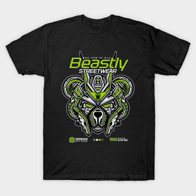 Gundam Bear - Beastly Streetwear T-Shirt by Mr.Beastly